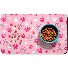 Zoeeya tapete para comida de perro rosa, absorbe derrames y evita ensuciar el suelo.