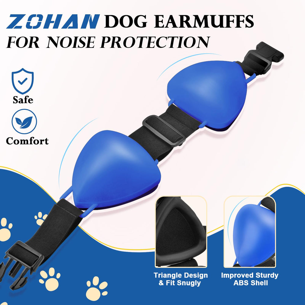 ZOHAN auriculares para perro con cierre rápido, azul, comodidad en paseos ruidosos.