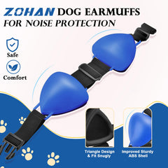 ZOHAN auriculares para perro con cierre rápido, azul, comodidad en paseos ruidosos.