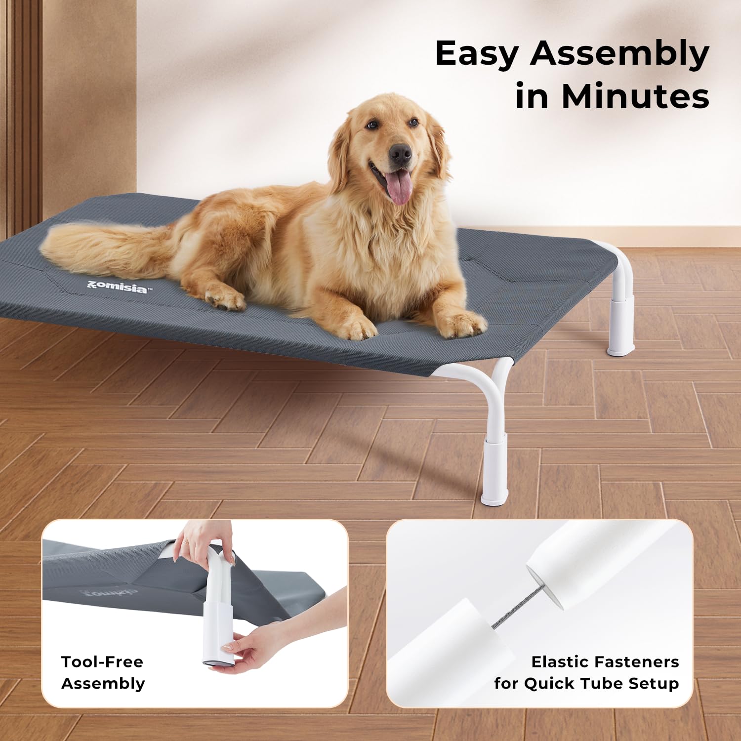 ZOMISIA cama elevada para perro con patas antideslizantes, mayor estabilidad