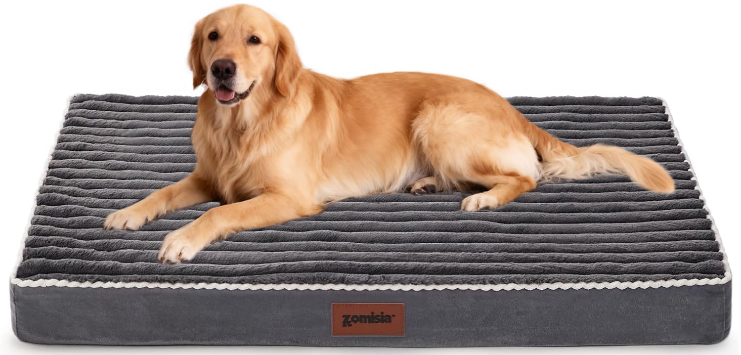 Cama ZOMISIA XXL para perro dentro de jaula con ajuste estable.