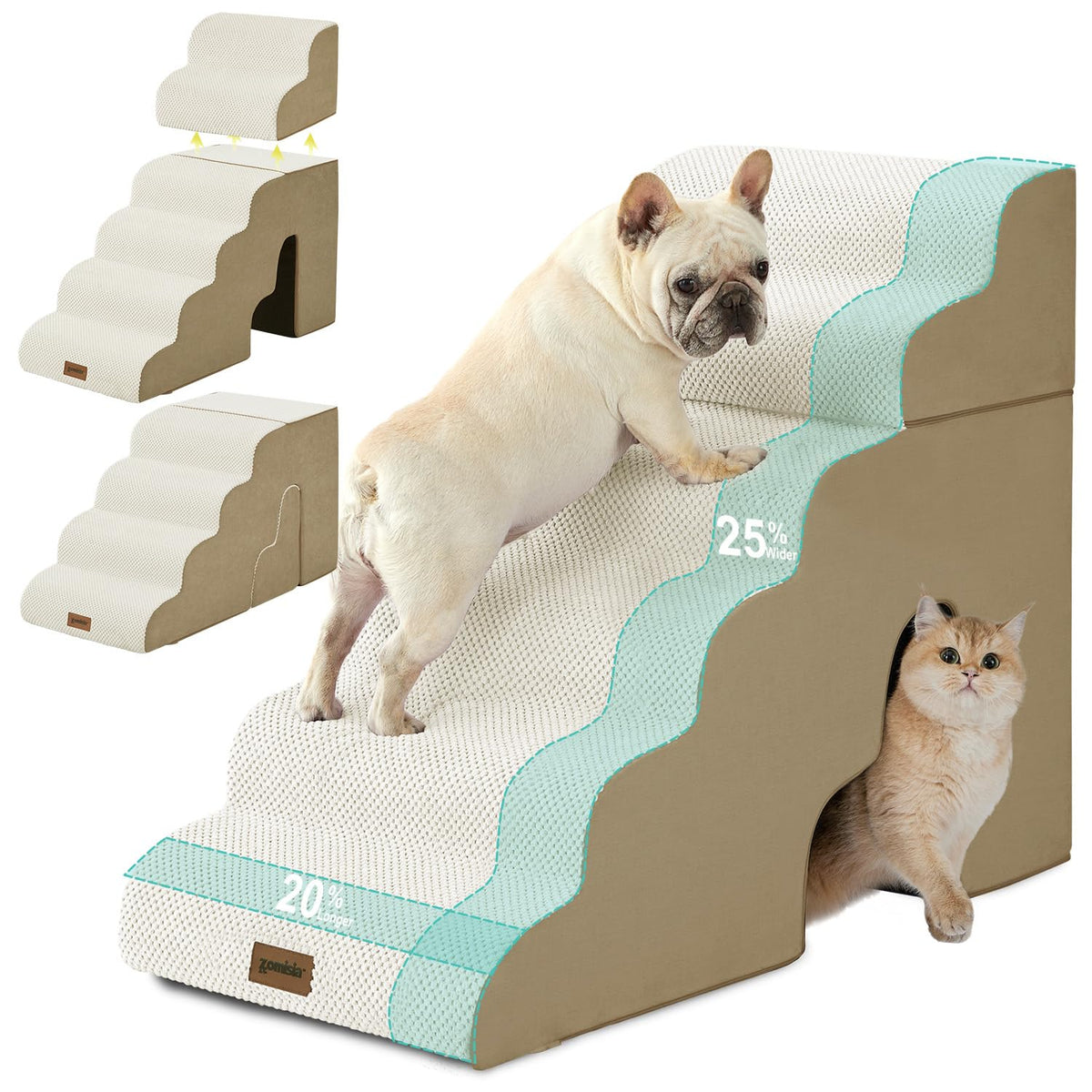 ZOMISIA escaleras para perros 6 pasos: ideal para subir al sofá sin esfuerzo.