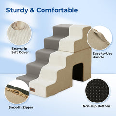 ZOMISIA escalones para perros, conexion cremallera, 2 en 1 facilita configuración.