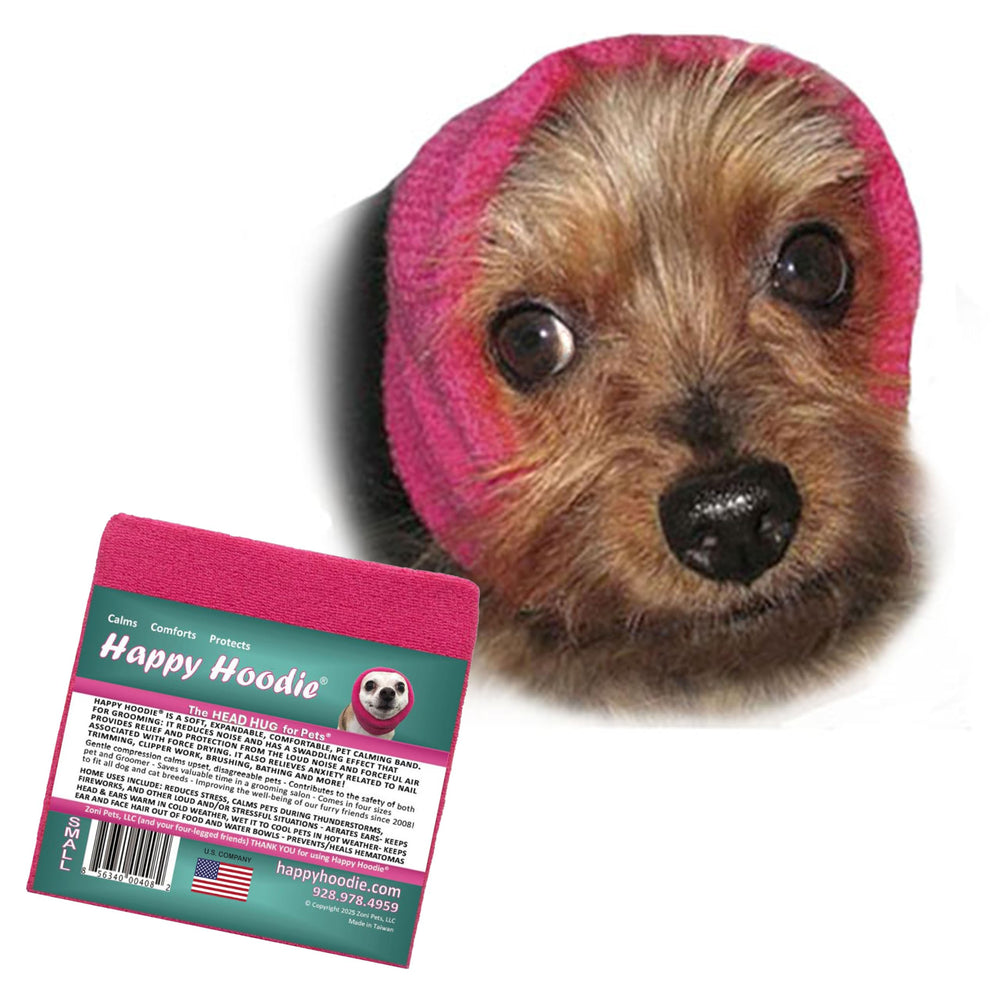 ZONI PETS Happy Hoodie banda calmante para grooming, ayuda a reducir estrés en sesiones.