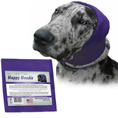 Happy Hoodie de ZONI PETS sur chien et chat, bande calme violette.