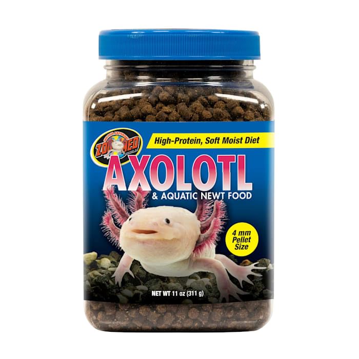 Alimento Zoo Med para axolotl, croqueta 4 mm, primer plano y fácil de comer.