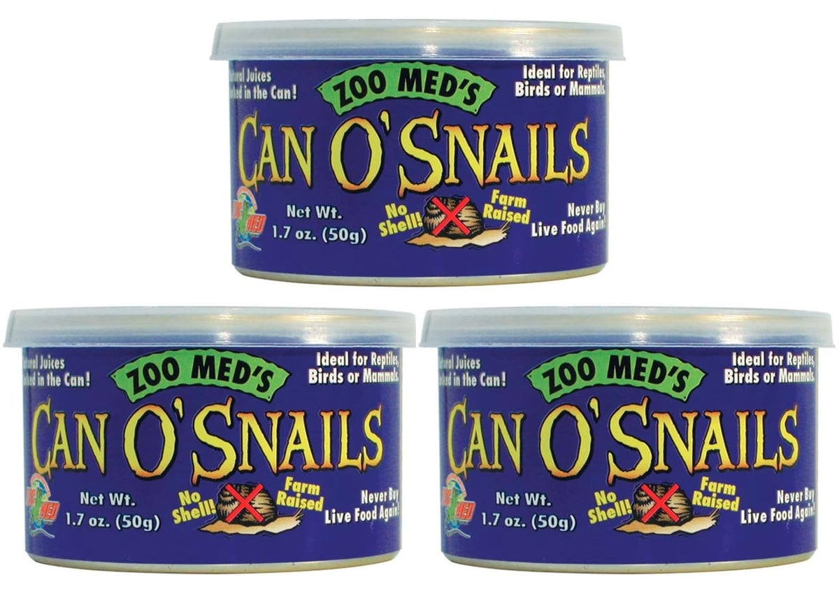 Zoo Med Can O' Snails: pack de tres latas de 1.7 oz para reptiles.