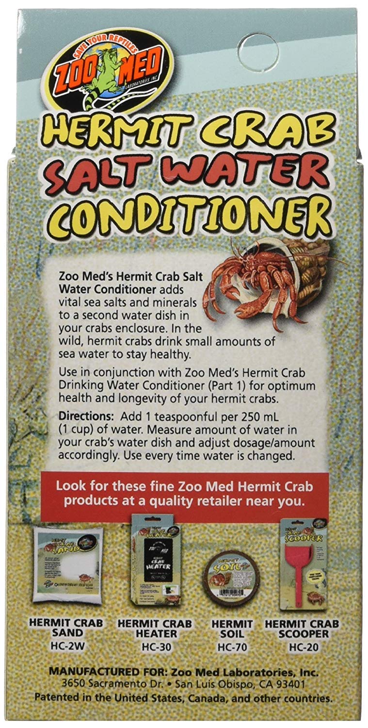 Zoo Med condicionador para agua salada útil en la muda de cangrejos ermitaños.