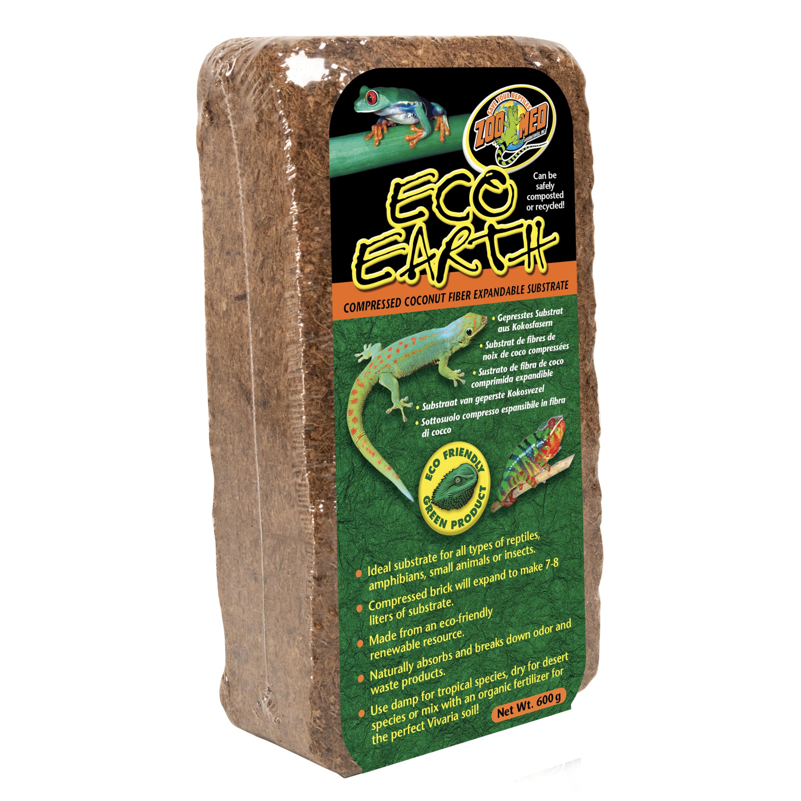 Zoo Med Eco Earth ladrillo coco expandible para sustrato de reptiles.