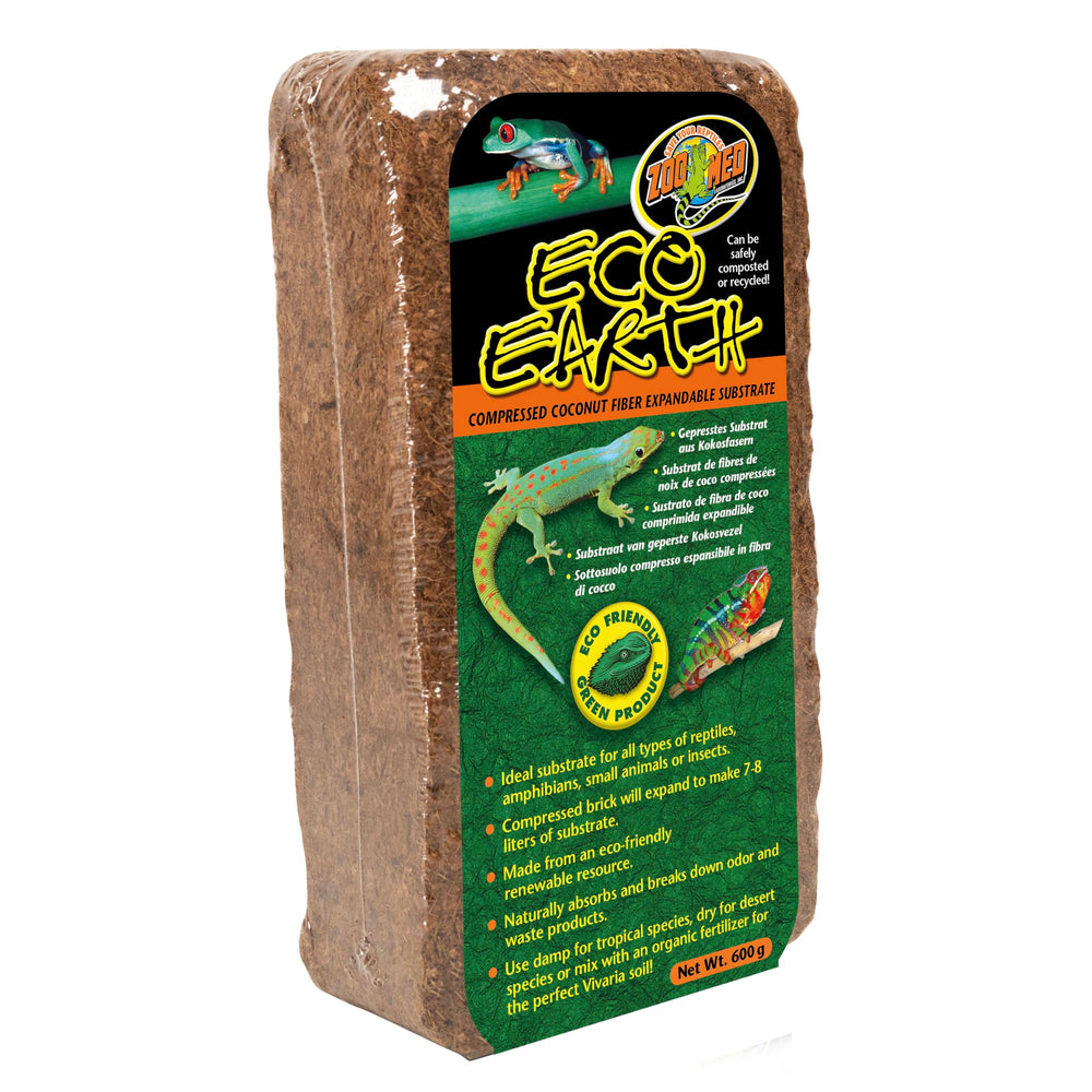 Zoo Med Eco Earth ladrillo coco expandible para sustrato de reptiles.