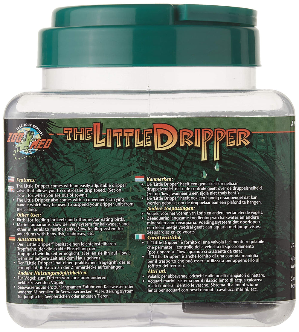 Zoo Med Little Dripper: diseño fabricado en Estados Unidos para fiabilidad.