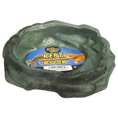 Zoo Med Reptile Rock cuenco de agua mediano negro, borde bajo para terrarios
