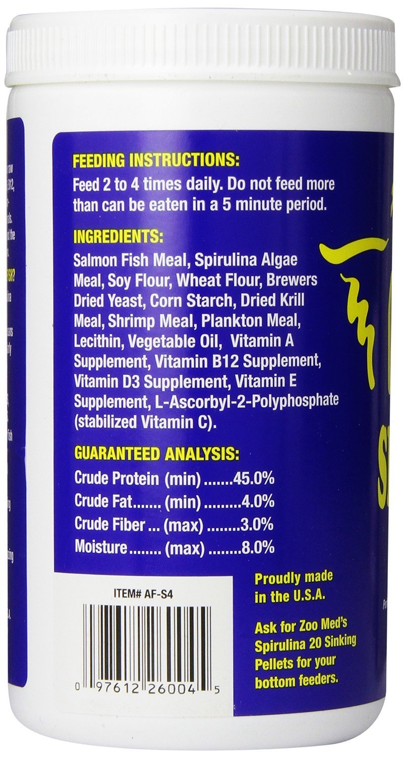 Zoo Med Spirulina 20 Escamas, detalle de las escamas para peces