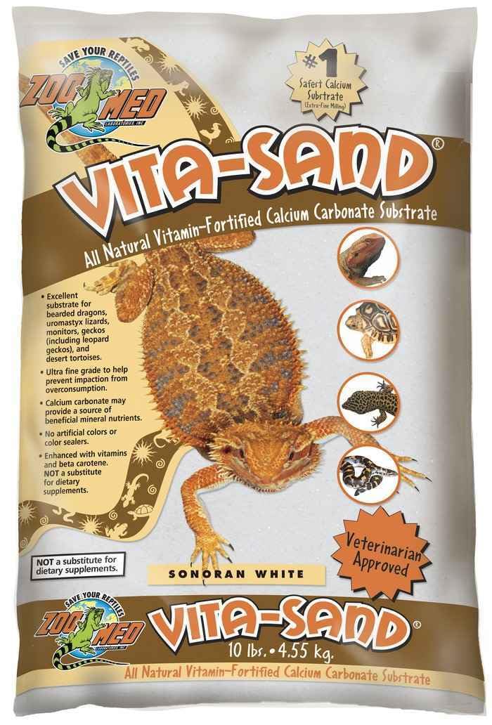 Zoo Med Vita-Sand Sonoran White, grano ultrafino para reducir la impacción por consumo excesivo.