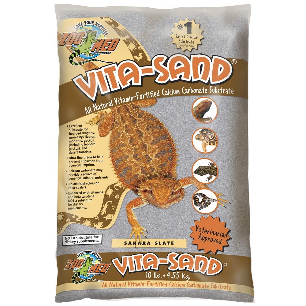 Zoo Med Vita Sand en bolsa de 10 libras, sustrato natural para reptiles desérticos.