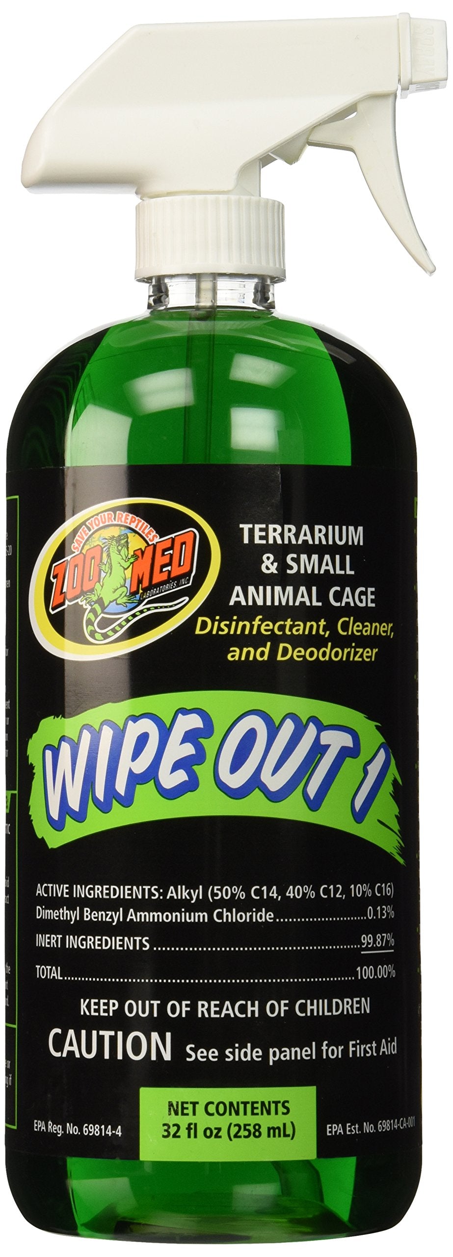 Zoo Med Wipe Out 1, desinfección de terrarios, ayuda a mantener un entorno limpio y menos olor.