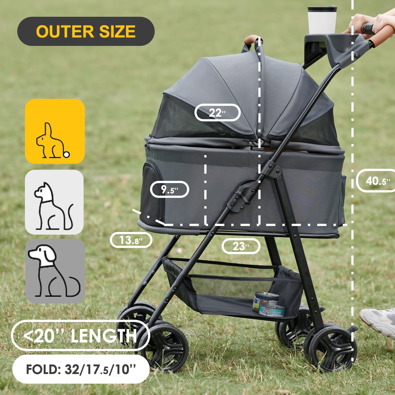 Zoosky carro removible para mascota, fácil de transportar como casa portátil