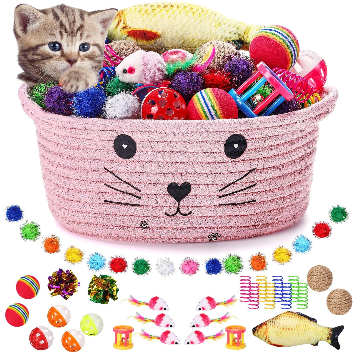 Cesta de almacenamiento Zopeal para gatos con asas, ideal para ordenar juguetes.