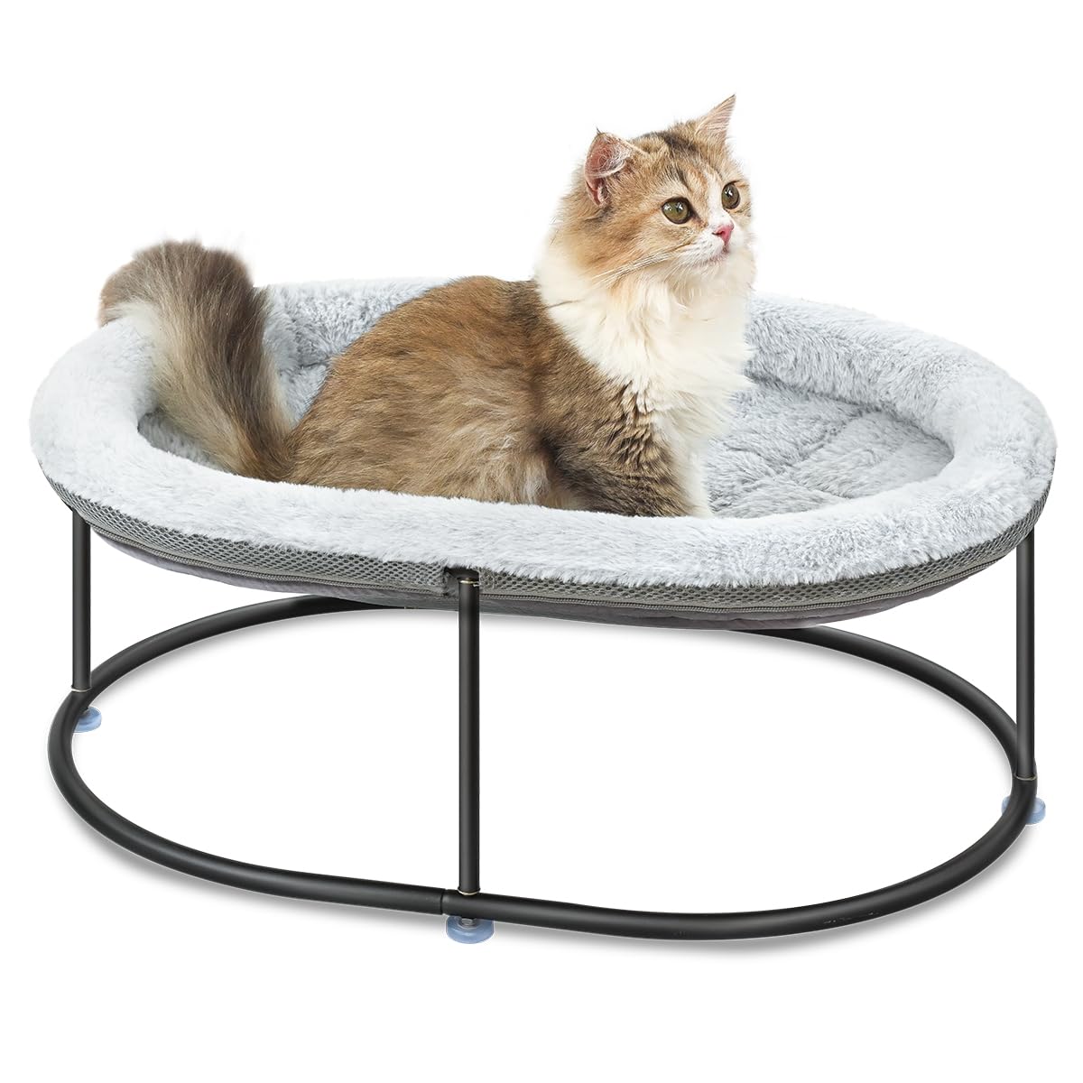 Zoratoo hamaca elevada para gato, vista frontal destacando la comodidad.