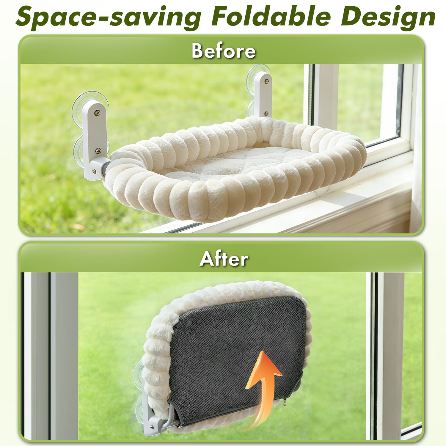 Zoratoo hamaca-ventana-gato con ventosas ofrece sujeción estable para gatos curiosos