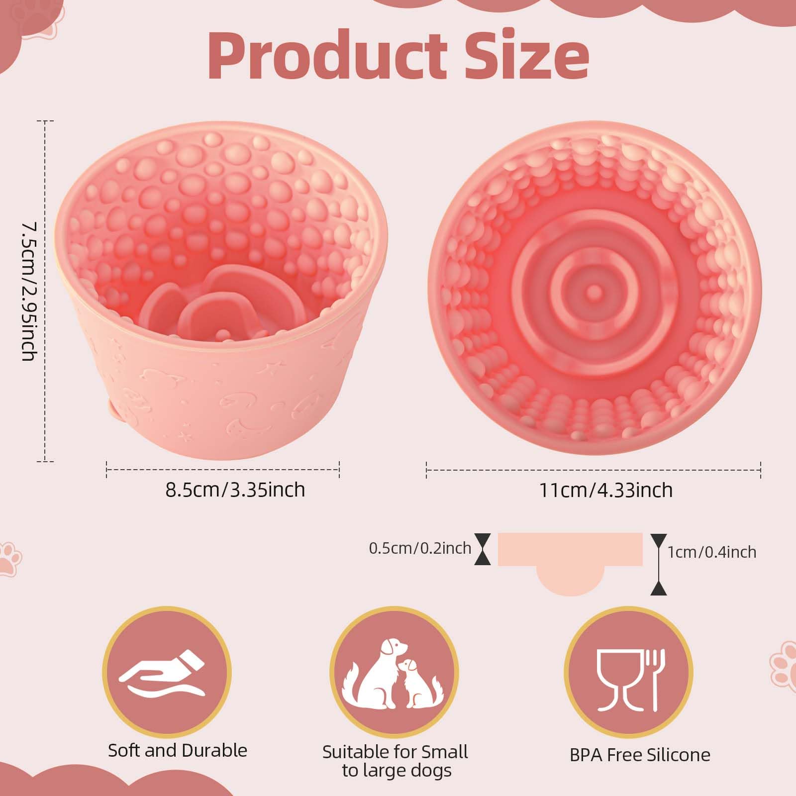 ZOURYNUA-silicona-alimento-grado: material seguro para la comida canina y fácil limpieza.