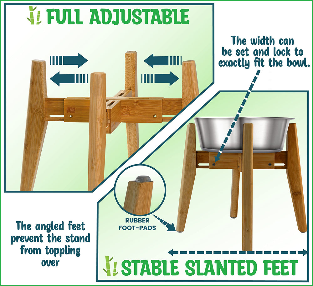 ZPirates bambu-soporte-tazon-perro-durable, estructura resistente para uso diario.