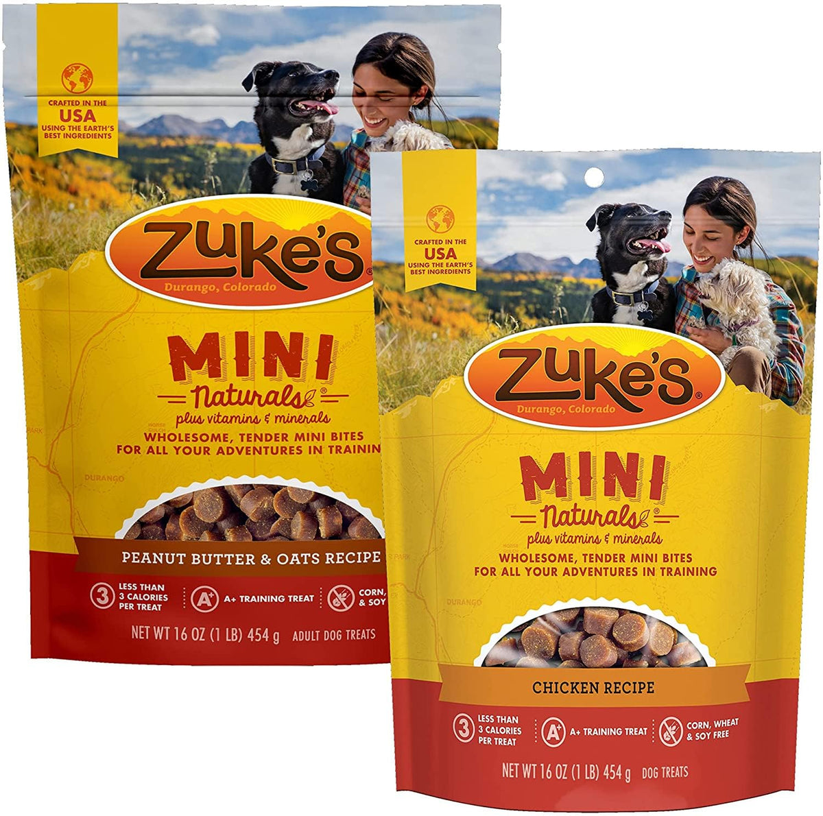 Zuke's Mini Naturals premios-entrenamiento en bolsa hermética para recompensa rápida.