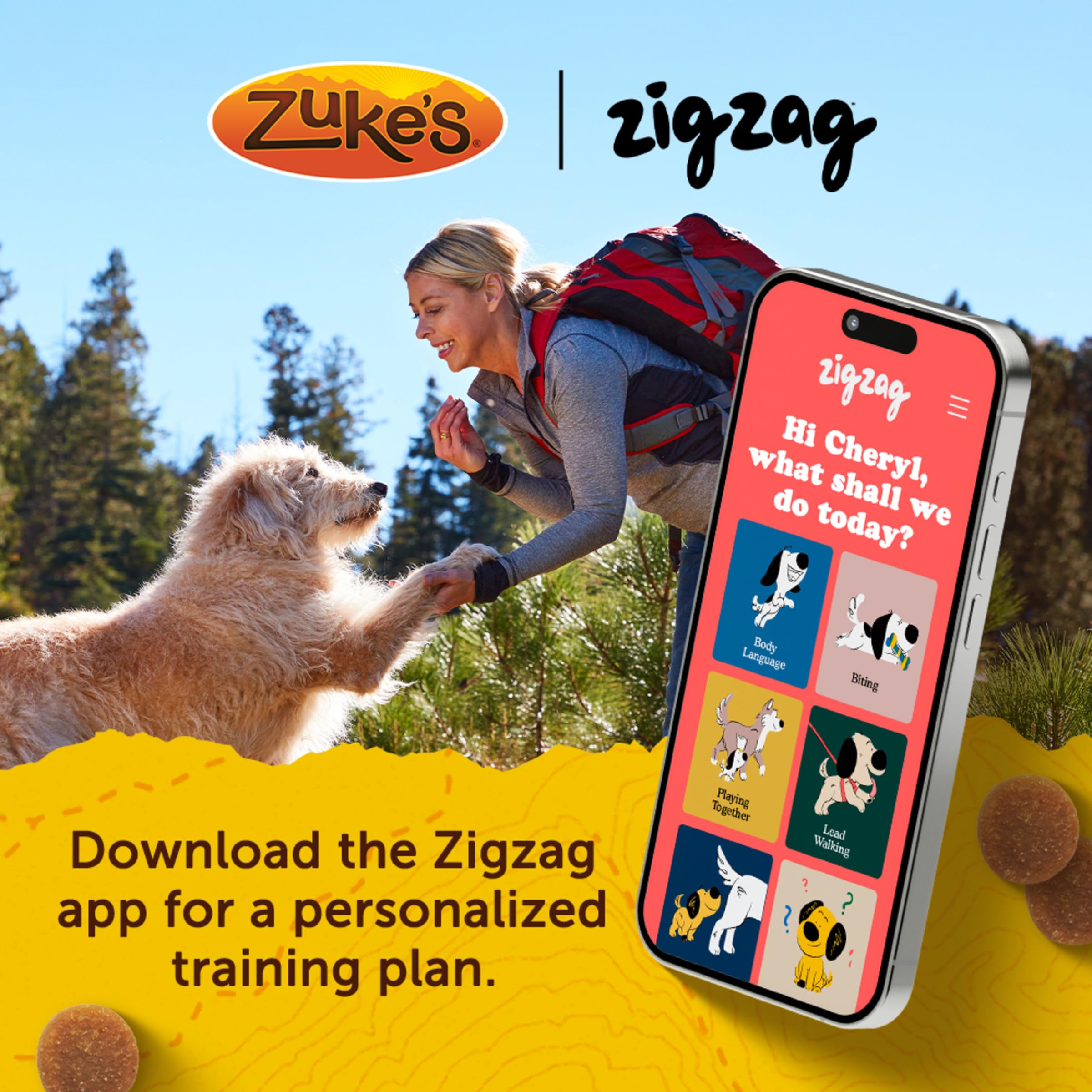 Zuke's Mini Naturals bocado pequeño, fácil de masticar en paseos.