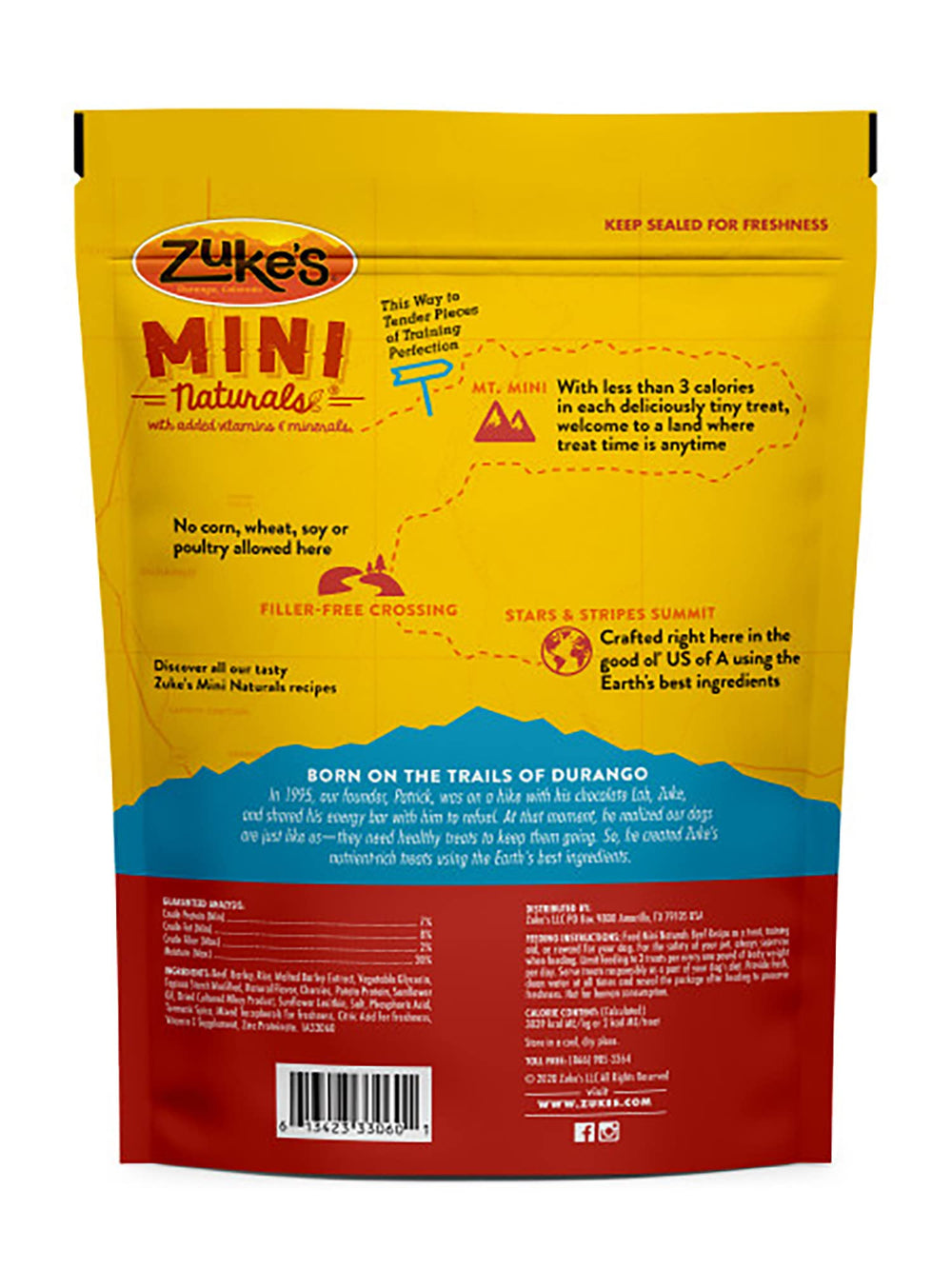 Zuke's Mini Naturals con cerezas y romero, recompensas naturales para cada momento.