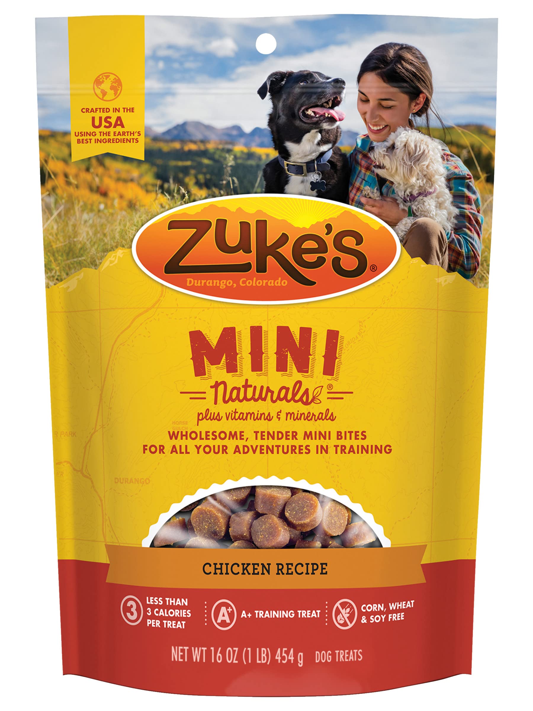 Zuke's Mini Naturals: textura suave de pollo, fácil de masticar para perros pequeños.