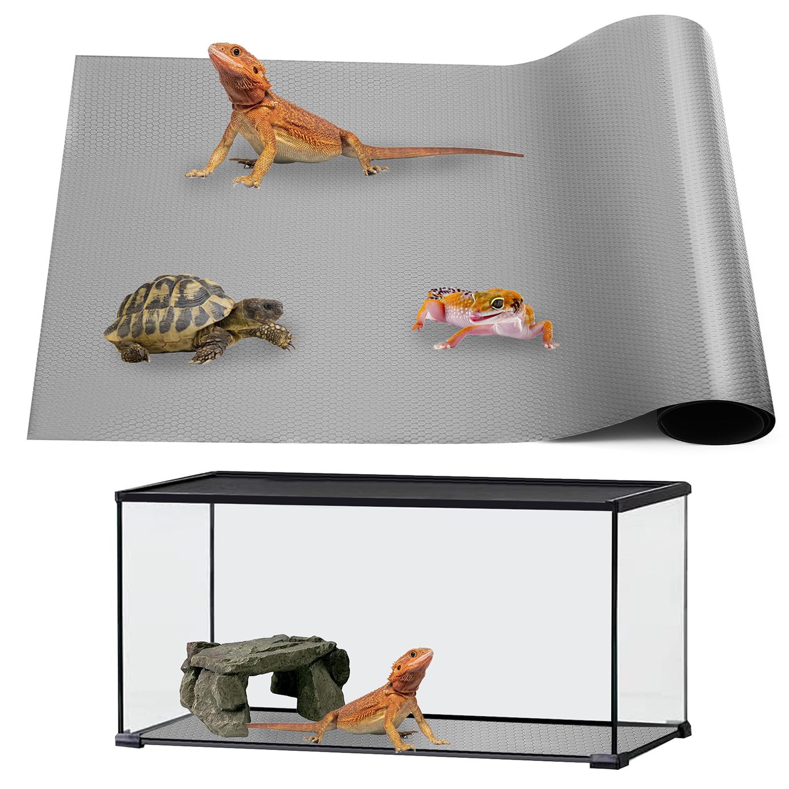 ZUNZINGY alfombra terrario vista general, superficie estable para reptiles