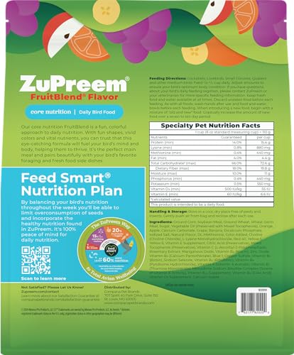 ZuPreem FruitBlend pellets-coloridos para aves medianas, fomentan el forraje natural.