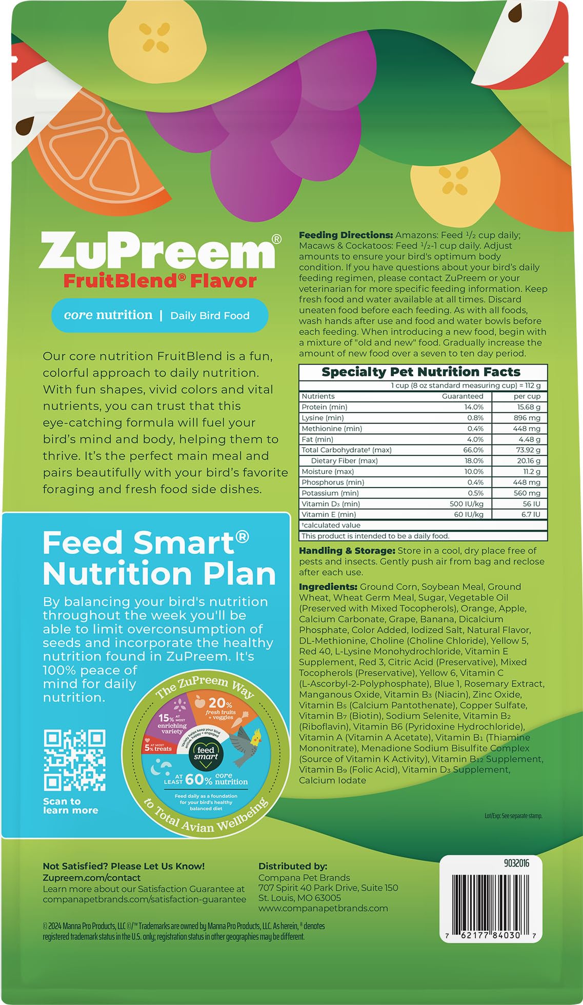 ZuPreem FruitBlend: pellets con textura crujiente que satisfacen y fortalecen el pico