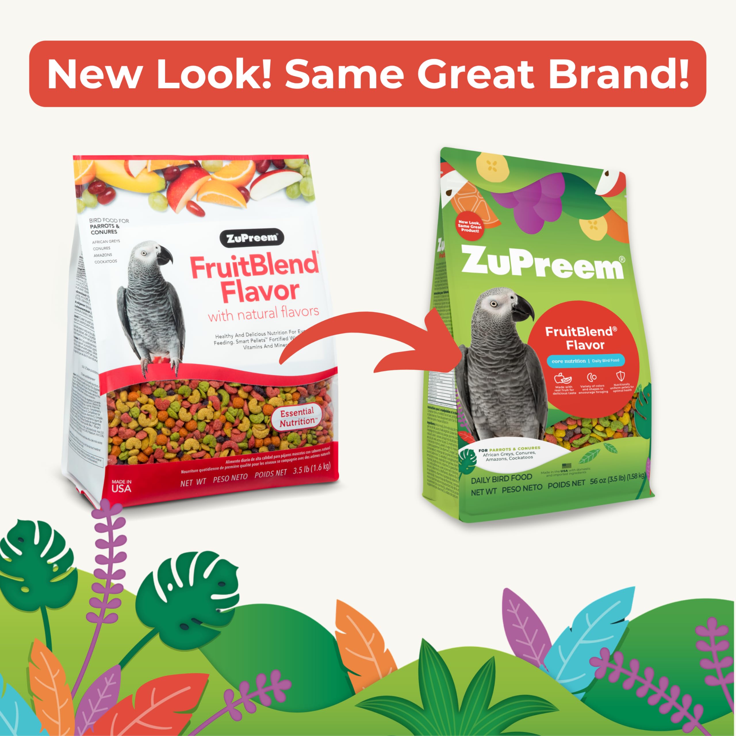 ZuPreem FruitBlend pellets con granos enteros para nutrición diaria