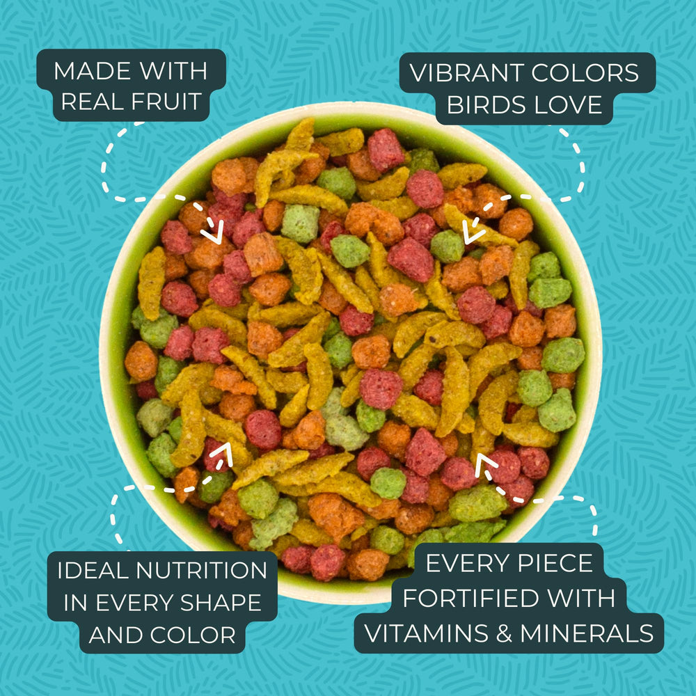 ZuPreem FruitBlend pellets-fruta-uvas, sabor natural que estimula la exploración.