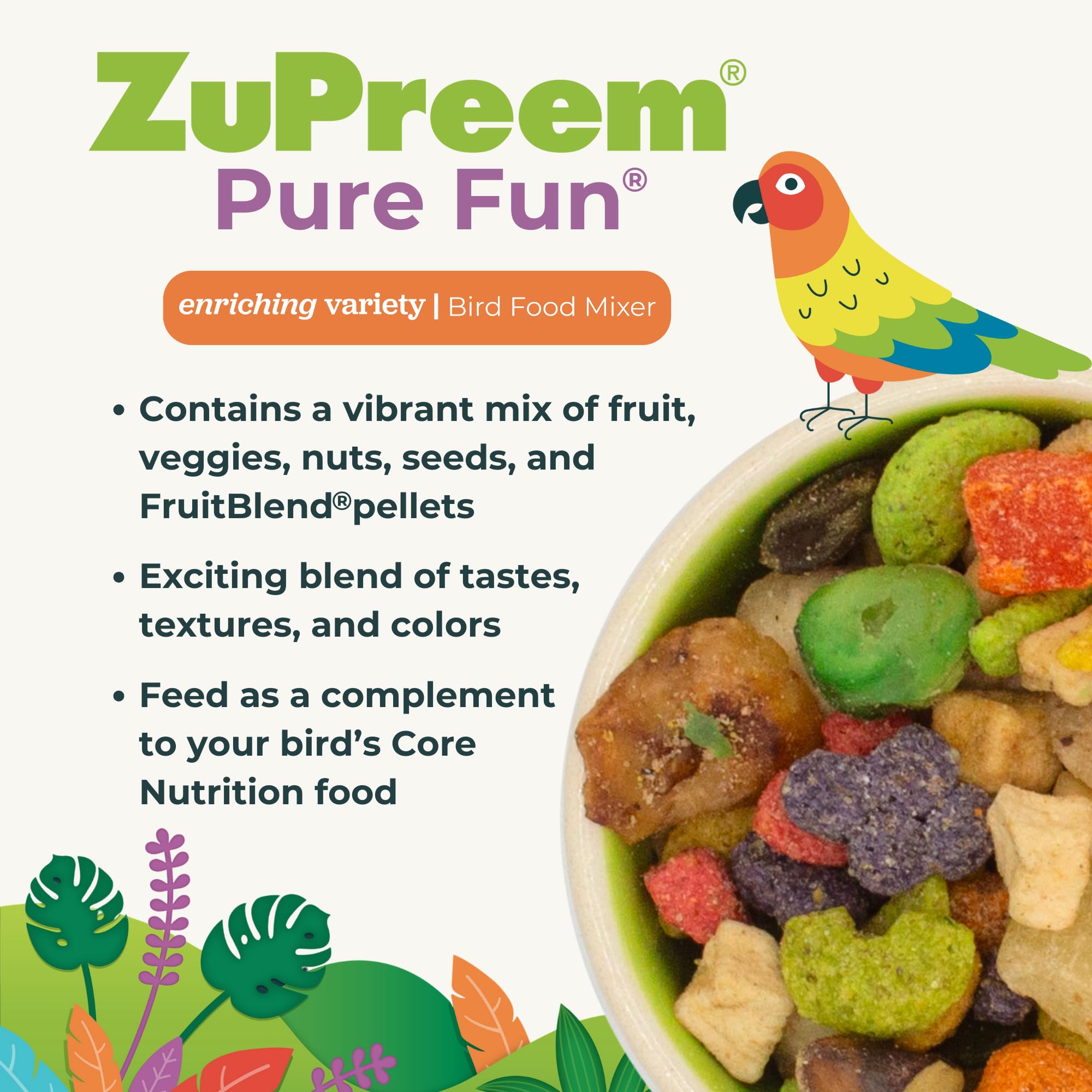ZuPreem Pure Fun nutrición equilibrada para aves grandes durante la semana