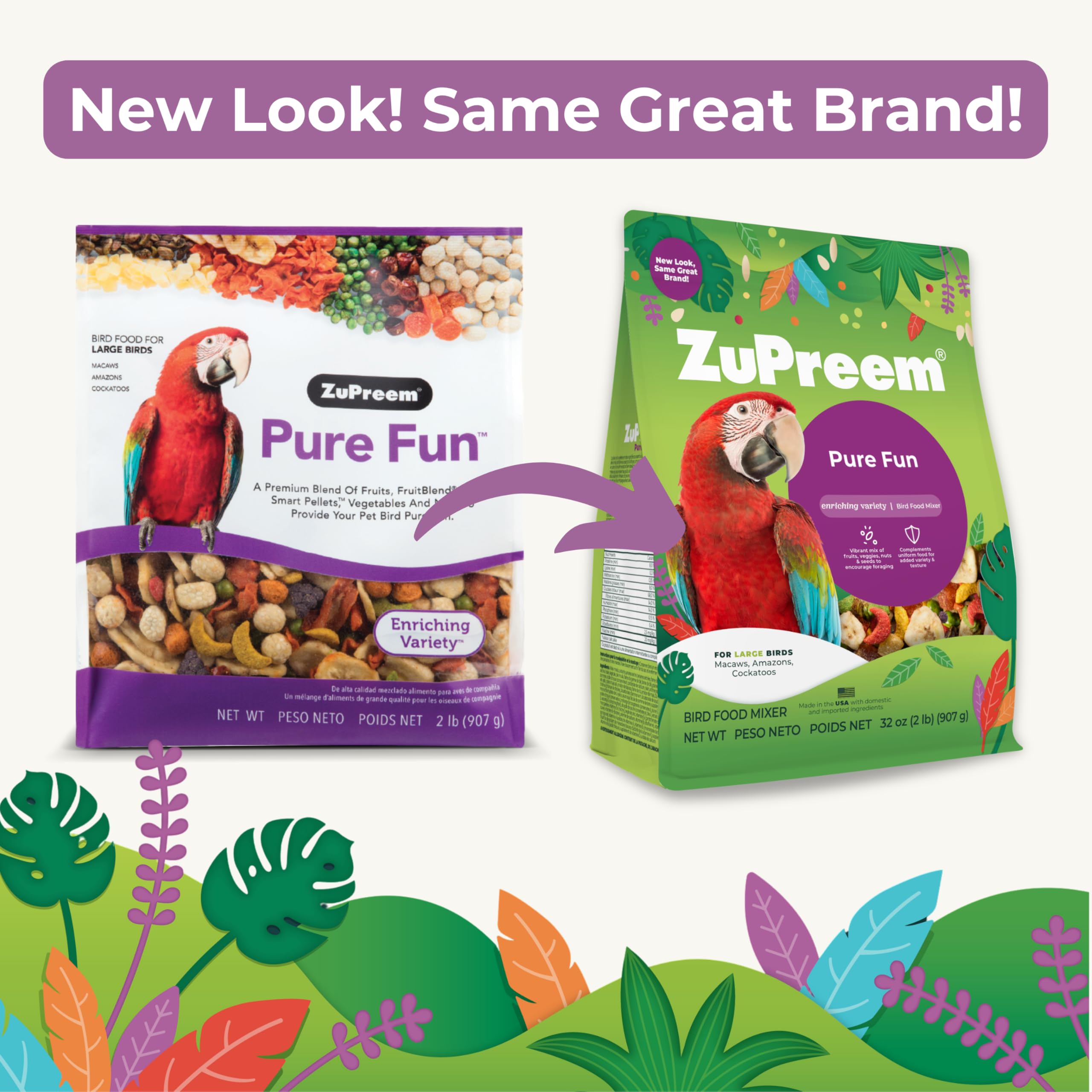 ZuPreem Pure Fun nueces y semillas, textura crujiente para aves grandes