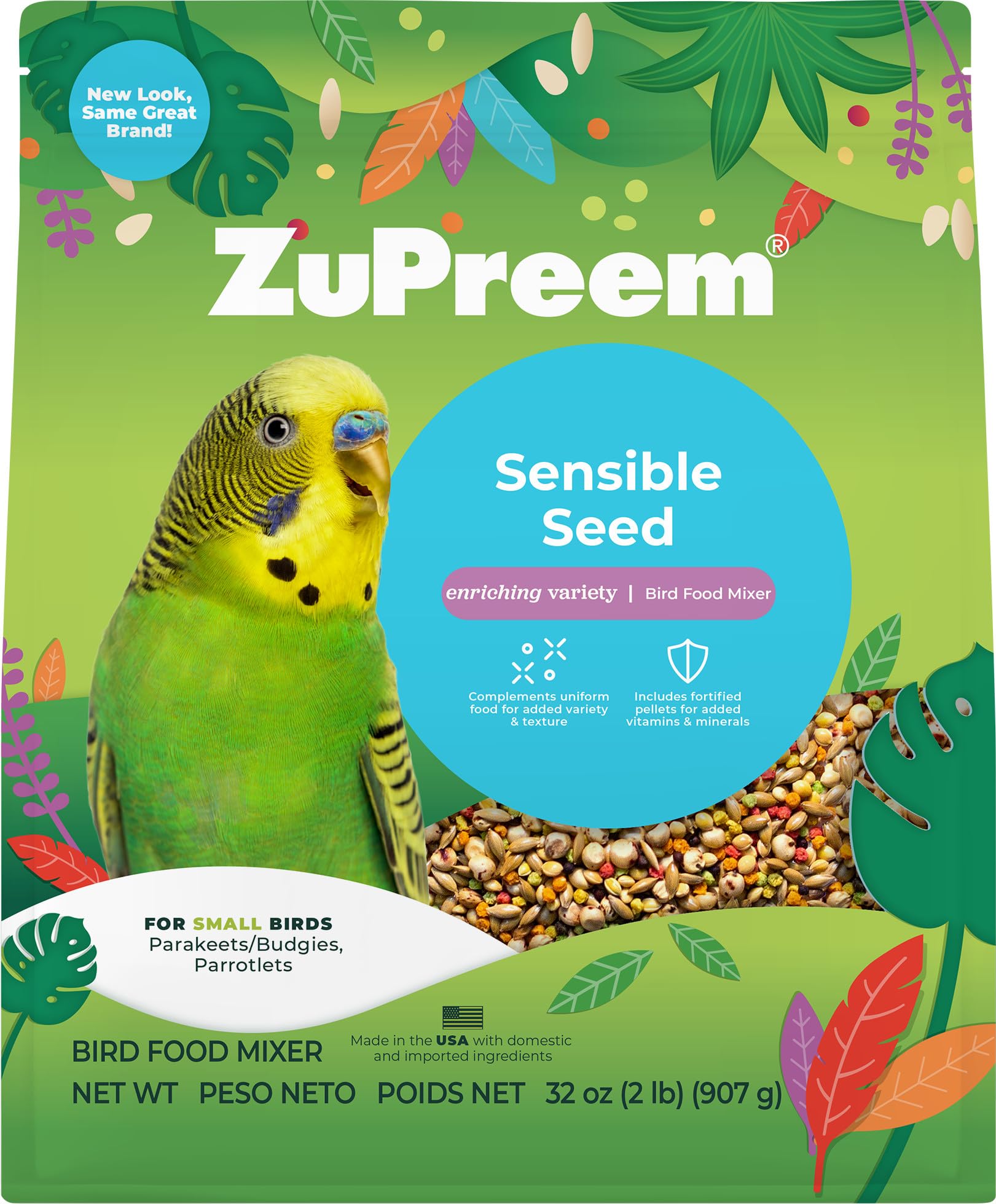 ZuPreem Sensible Seed para periquitos, mezcla atractiva para alimentación diaria y forraje.