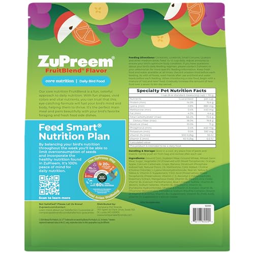ZuPreem Smart Selects: frutos naturales para aves pequeñas, sabor y variedad.