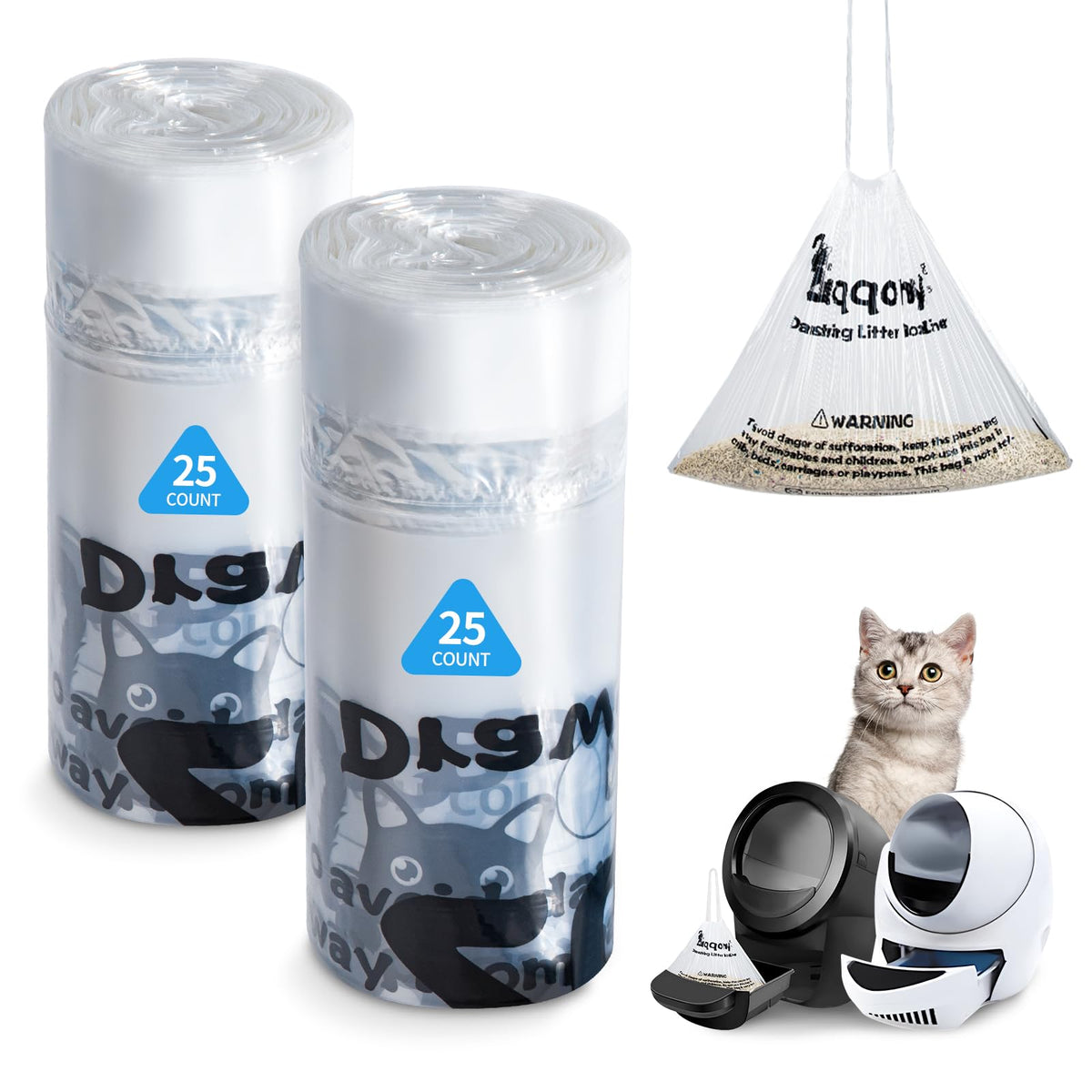 Zuqqony bolsas para arena de gatos, diseño pre-separado para cambio rápido.