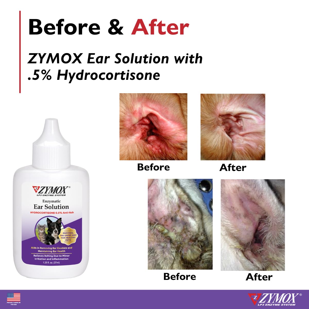 Alivio del comezon en orejas de perros y gatos con Zymox