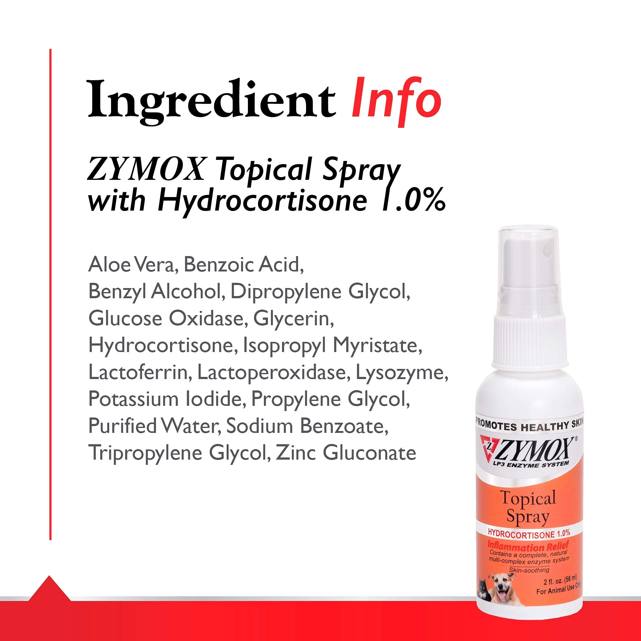 Zymox con aloe vera, ingrediente calmante para la piel.
