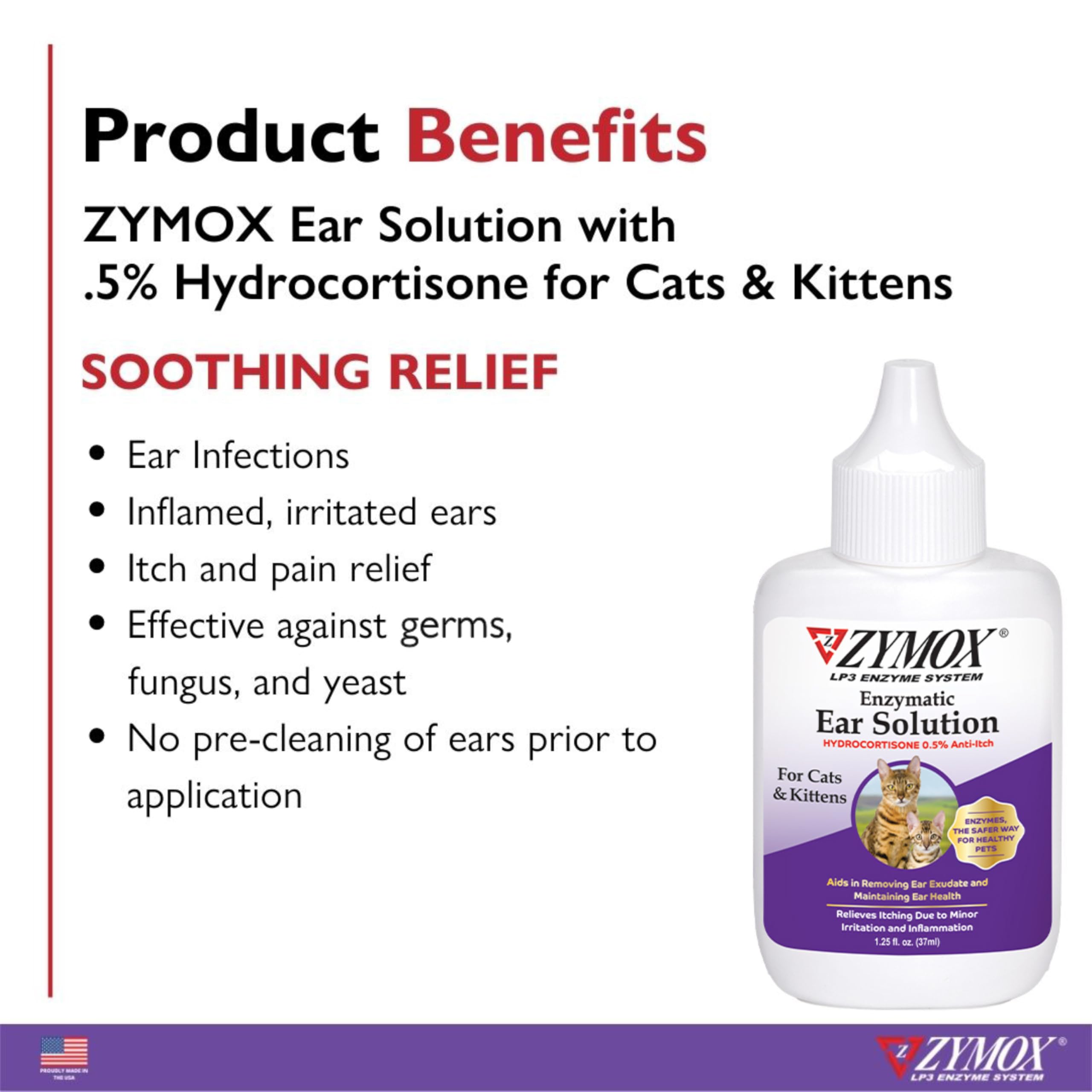 Gotas Zymox para oreja de gato, alivio suave de picor y molestia