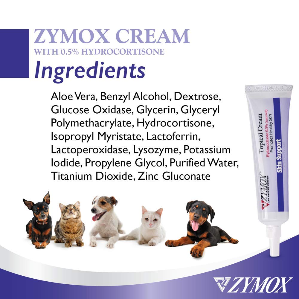 Zymox crema tópica ideal para cara, patas y pliegues corporales.