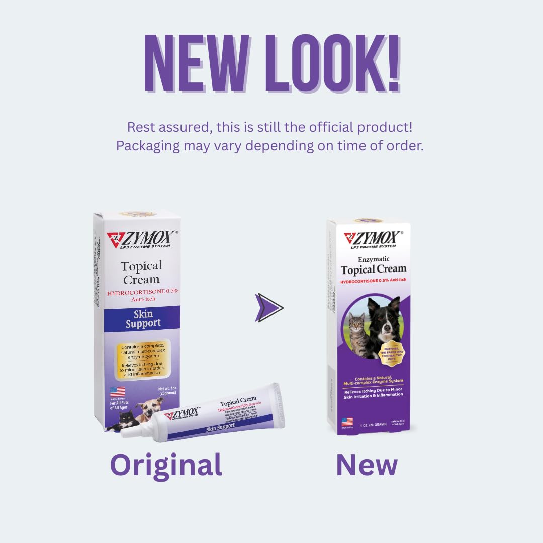 Zymox crema tópica muestra textura suave para aplicar sin dolor.