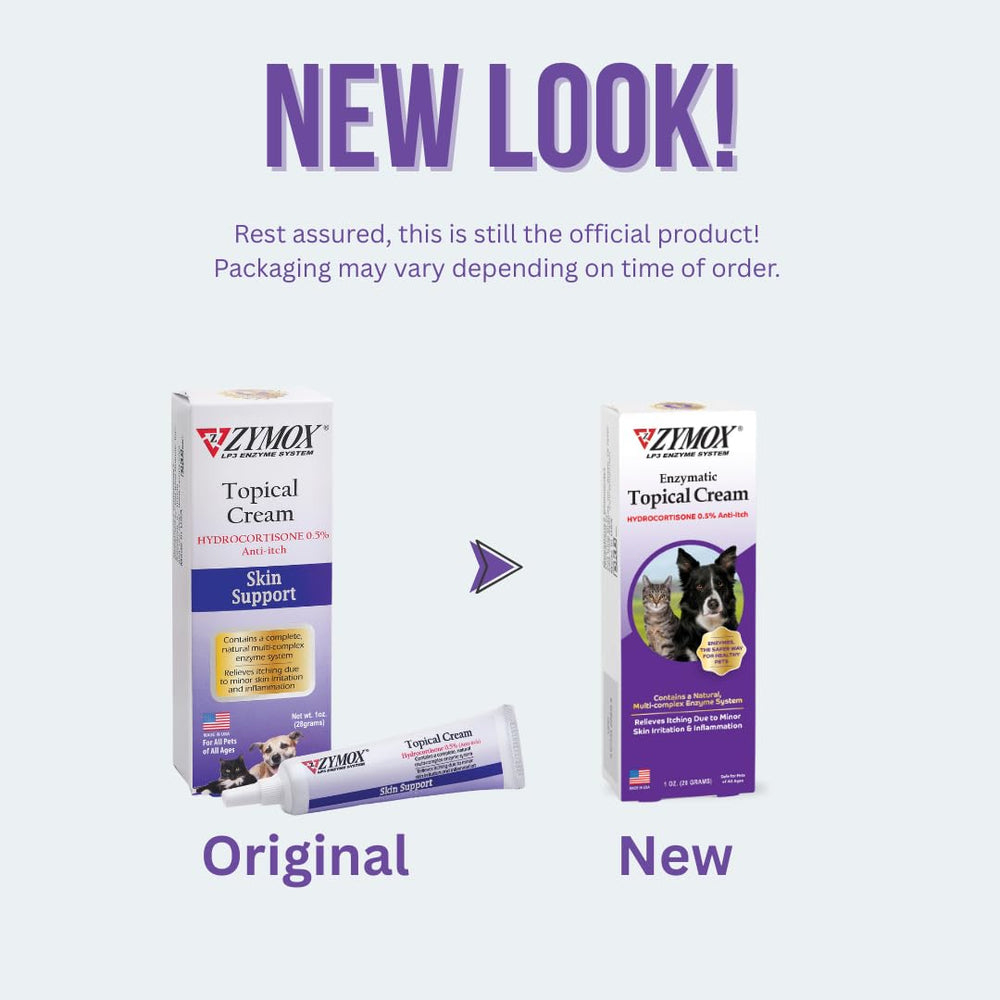 Zymox crema tópica muestra textura suave para aplicar sin dolor.