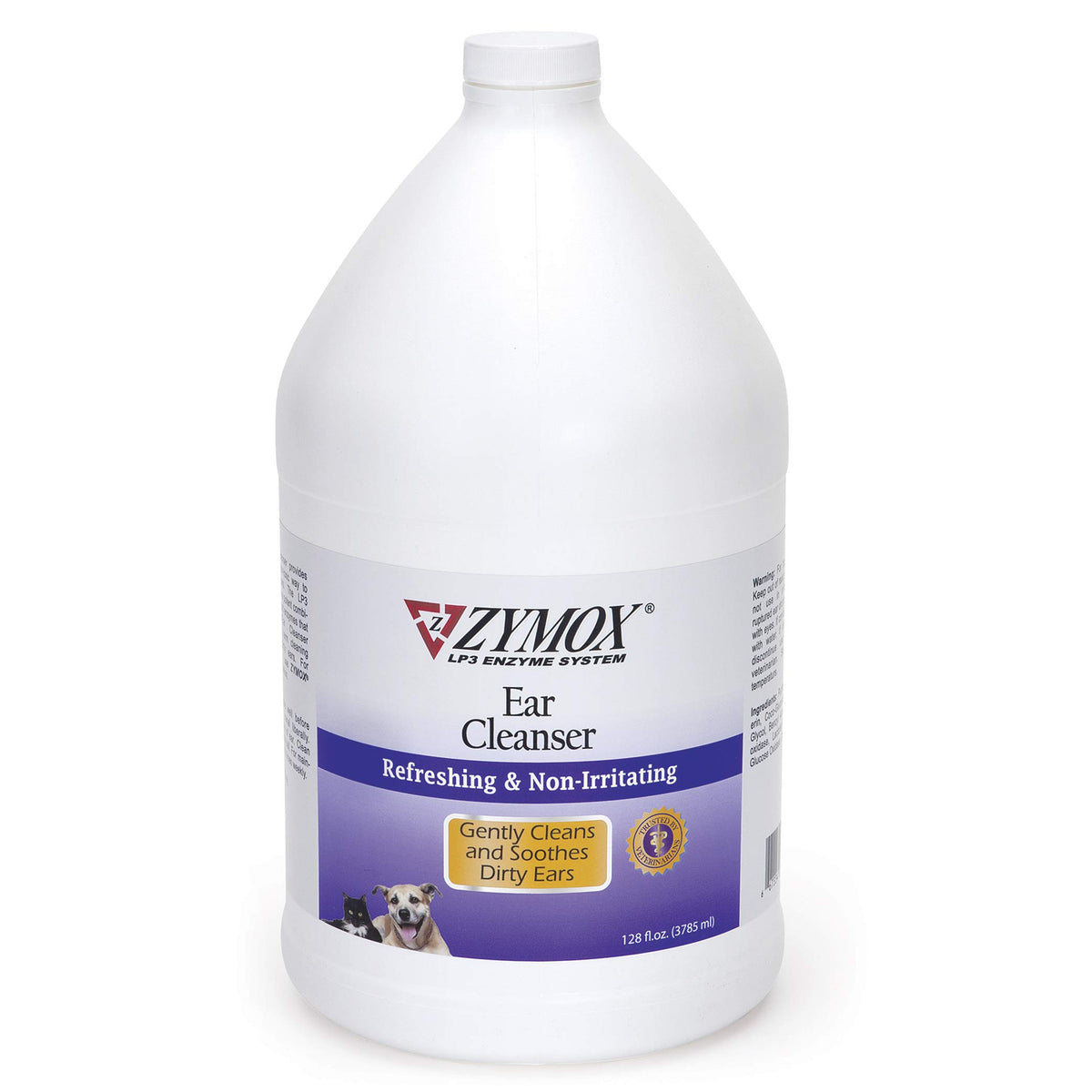 Zymox limpiador de oídos para perros y gatos, bote de 1 galón para limpieza rápida
