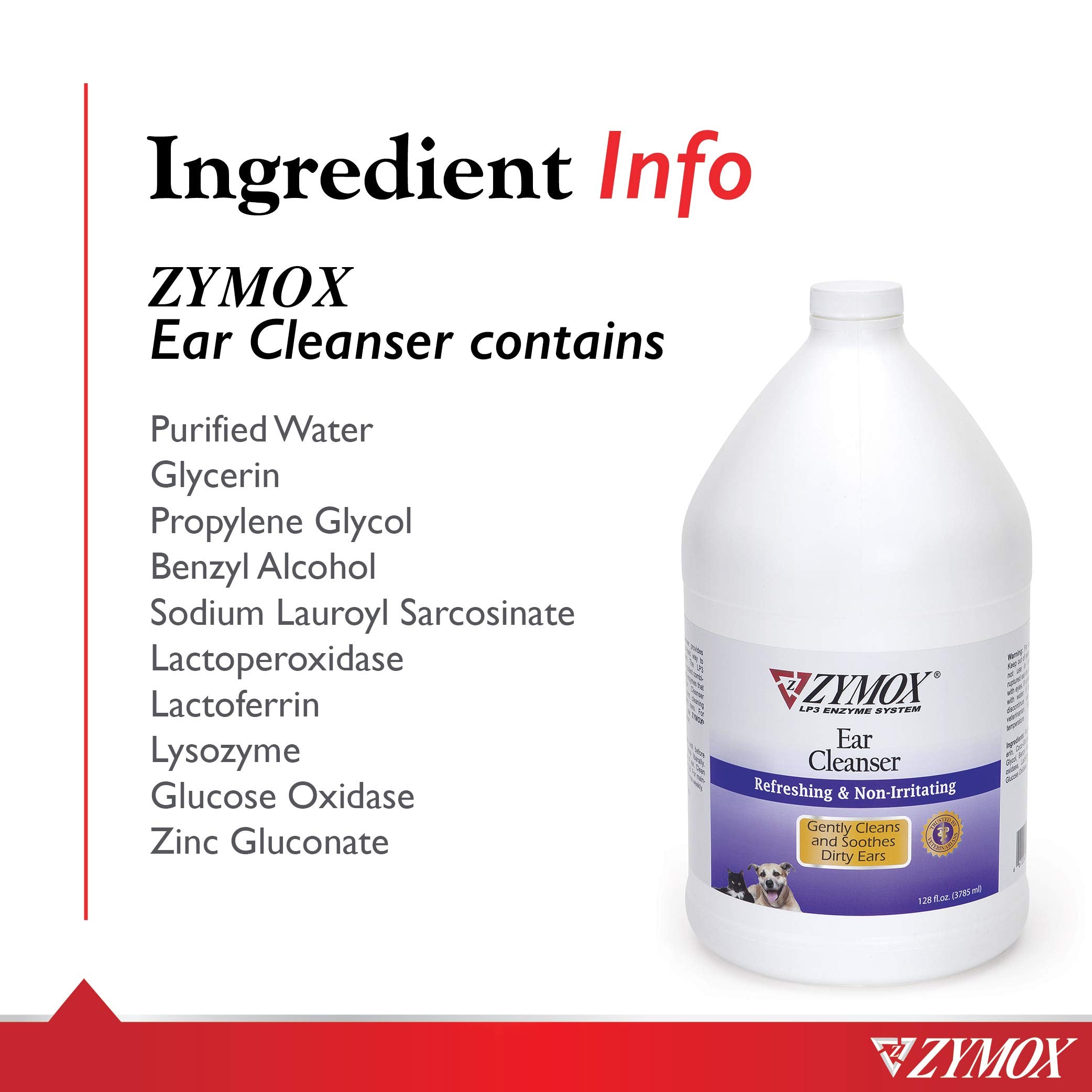 Enjuague suave de Zymox para oídos, sin detergentes agresivos