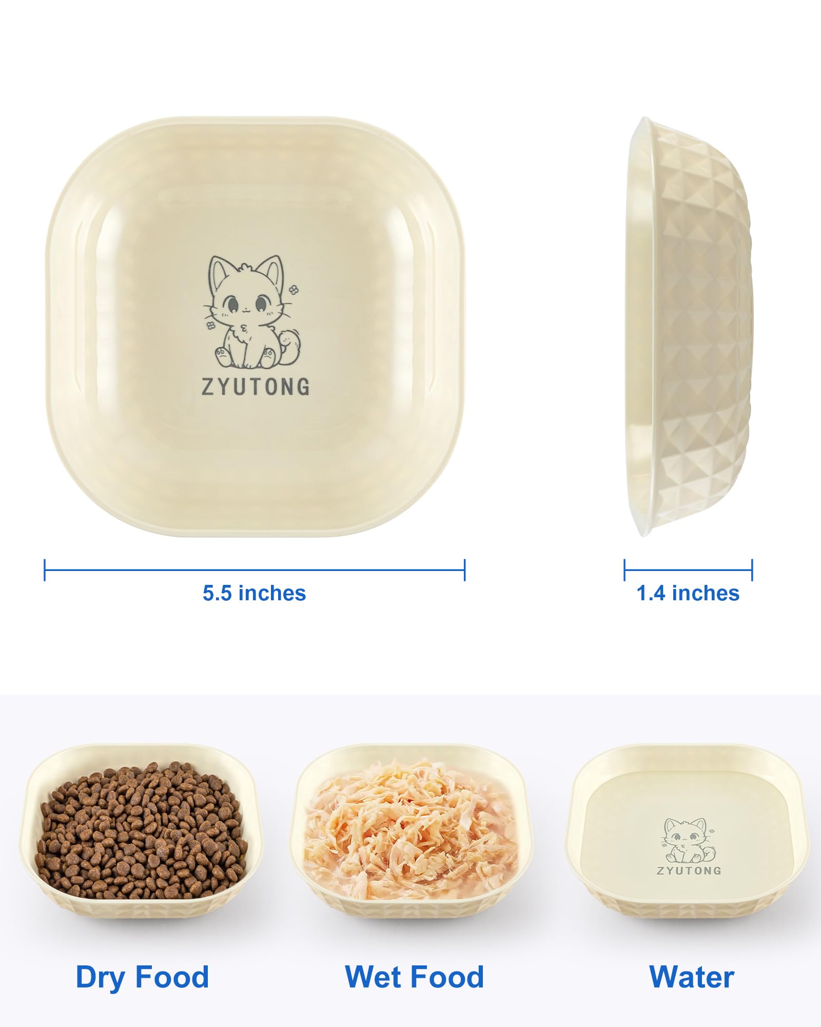 Cuenco para gatos ZYUTONG que minimiza la fatiga de bigotes durante la comida.